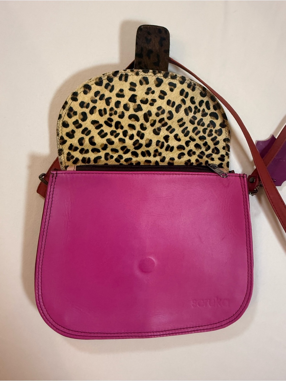 Soruka Reversible Crossbody Bag
Handcrafted Upcycled Leopard Colorblock
NWOT - Picture 7 of 15